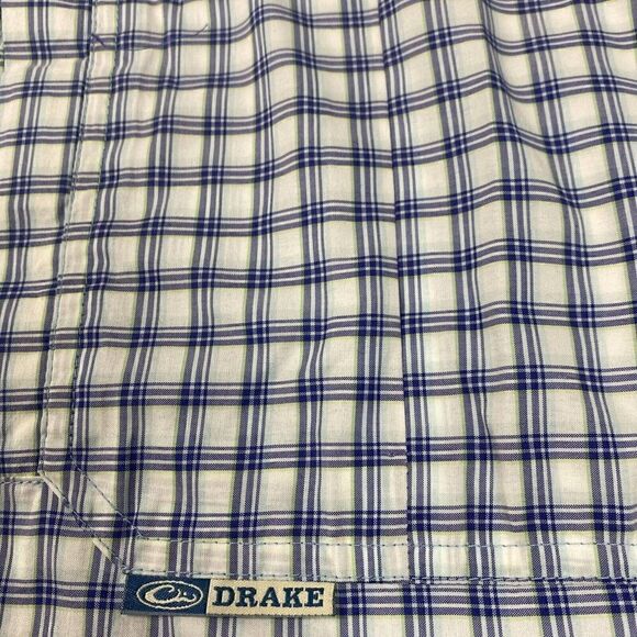 Drake Waterfowl Shirt Mens Small Blue Checkered Short Sleeve Vented Breathable - Picture 9 of 12